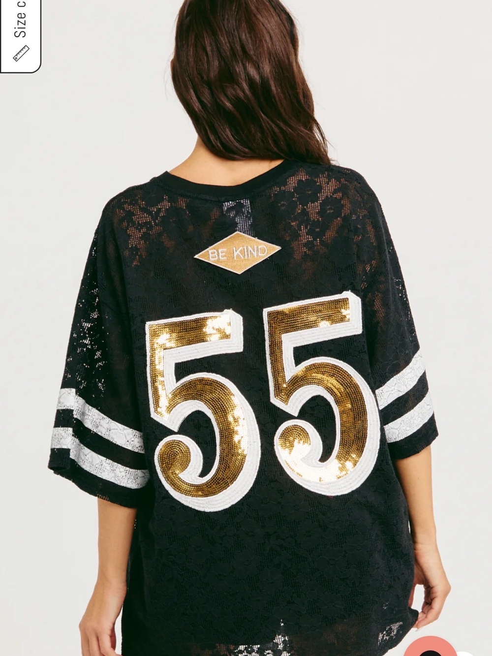Be Kind Black Lace Jersey with Gold Sequin '55'